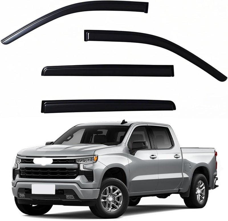 YLSCOO Window Visors Rain Guards fits 2019-2025 Silverado & GMC Sierra 1500, Out-Channel Window Wind Deflectors Vent Shades Accessories, Dark Smoke 4 Pcs，2020 2021 2022 2023 2024 - Image 1